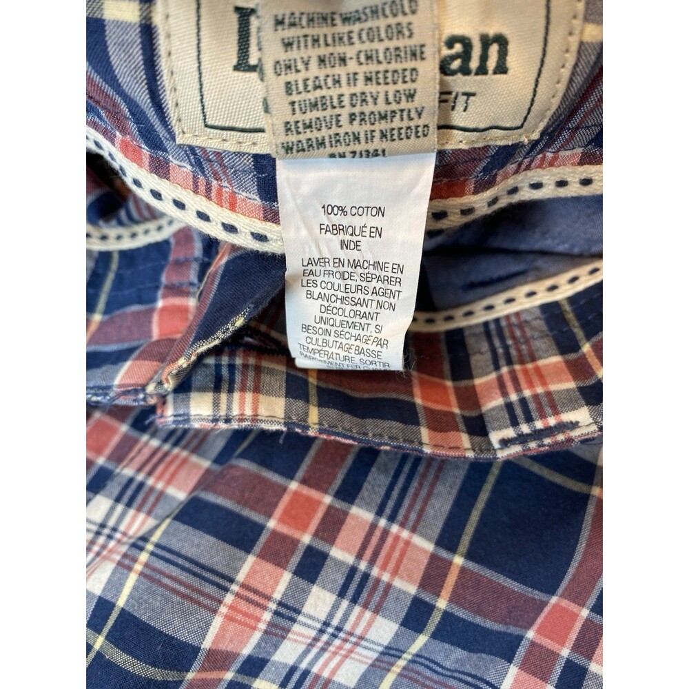 LL Bean Mens 36 Waist Standard Fit Plaid Cotton Chino Shorts Blue Red Madras - Picture 5 of 9
